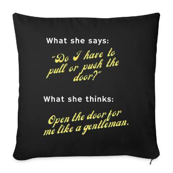 Ouvrez-le comme un gentleman! - Housse de coussin décorative 45 x 45 cm - noir - Devant