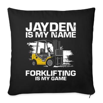 Warehouse drivers and warehouse workers for forklifts - Sofa pillowcase 17,3'' x 17,3'' (45 x 45 cm) - black - Front