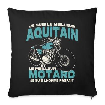 Le meilleur aquitain et le meilleur motard - Housse de coussin décorative 45 x 45 cm - noir - Devant