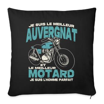 Le meilleur auvergnat et le meilleur motard - Housse de coussin décorative 45 x 45 cm - noir - Devant