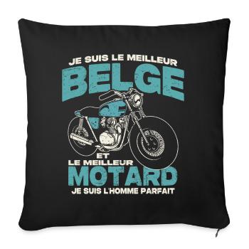 Le meilleur belge et le meilleur motard - Housse de coussin décorative 45 x 45 cm - noir - Devant