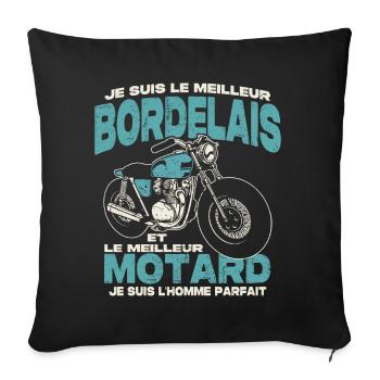Le meilleur bordelais et le meilleur motard - Housse de coussin décorative 45 x 45 cm - noir - Devant