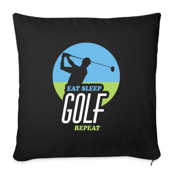 Manger, Dormir, Jouer au Golf, Répéter - Housse de coussin décorative 45 x 45 cm - noir - Devant