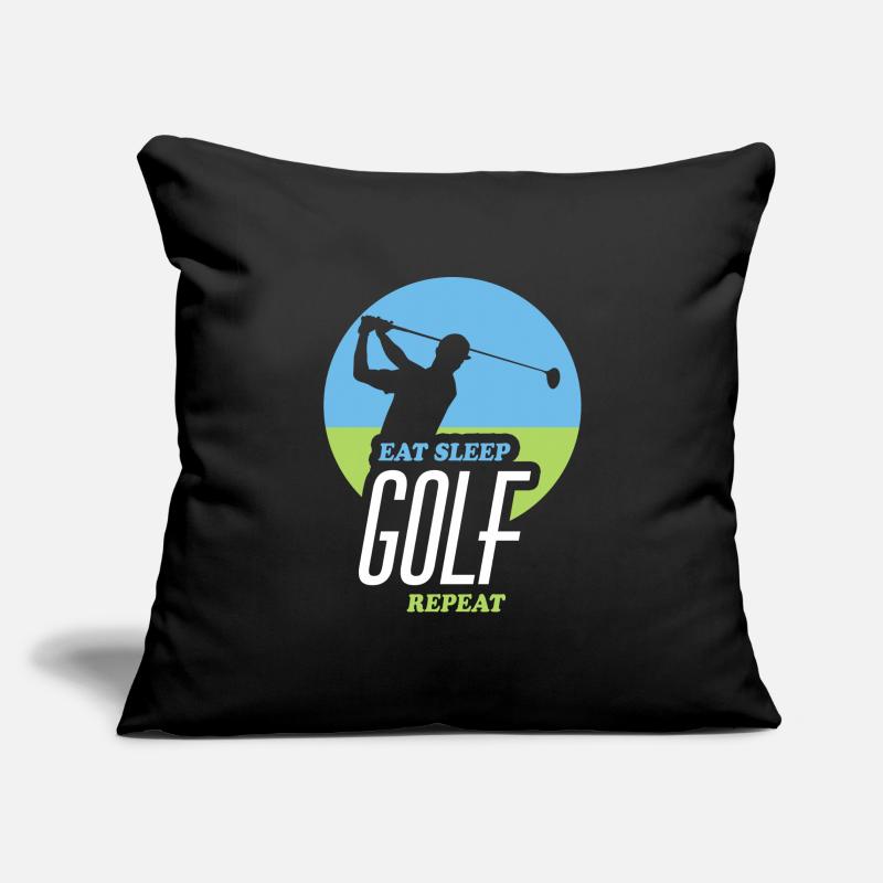 Manger, Dormir, Jouer au Golf, Répéter Housse de coussin décorative 45 x 45 cm