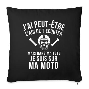 moto, motard, faire de la moto - Housse de coussin décorative 45 x 45 cm - noir - Devant