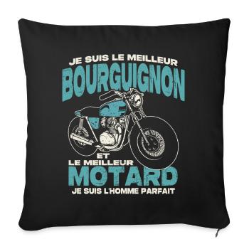 Le meilleur bourguignon et le meilleur motard - Housse de coussin décorative 45 x 45 cm - noir - Devant