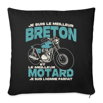 Le meilleur breton et le meilleur motard - Housse de coussin décorative 45 x 45 cm - noir - Devant