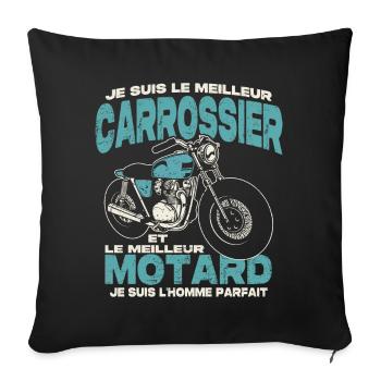 Le meilleur carrossier et le meilleur motard - Housse de coussin décorative 45 x 45 cm - noir - Devant
