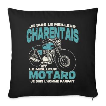 Le meilleur charentais et le meilleur motard - Housse de coussin décorative 45 x 45 cm - noir - Devant
