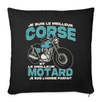 Le meilleur corse et le meilleur motard - Housse de coussin décorative 45 x 45 cm - noir - Devant