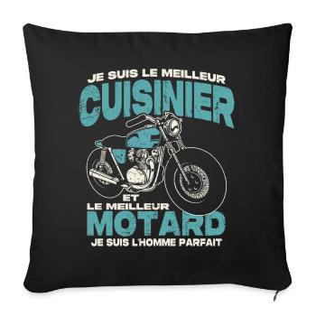 Le meilleur cuisinier et le meilleur motard - Housse de coussin décorative 45 x 45 cm - noir - Devant
