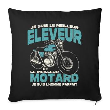 Le meilleur éleveur et le meilleur motard - Housse de coussin décorative 45 x 45 cm - noir - Devant