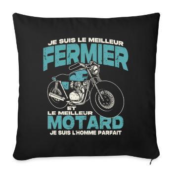 Le meilleur fermier et le meilleur motard - Housse de coussin décorative 45 x 45 cm - noir - Devant