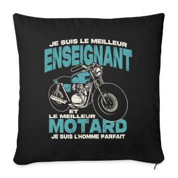 Le meilleur enseignant et le meilleur motard - Housse de coussin décorative 45 x 45 cm - noir - Devant