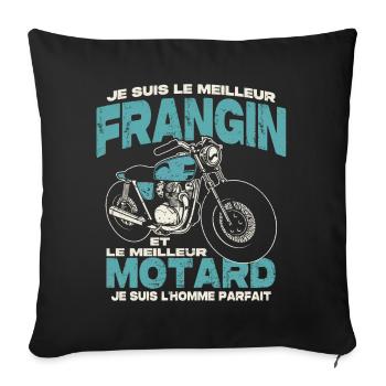 Le meilleur frangin et le meilleur motard - Housse de coussin décorative 45 x 45 cm - noir - Devant
