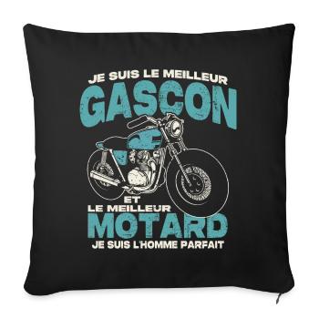 Le meilleur gascon et le meilleur motard - Housse de coussin décorative 45 x 45 cm - noir - Devant