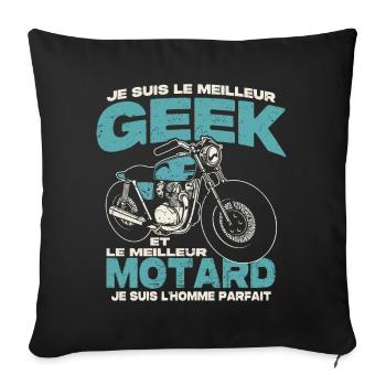 Le meilleur geek et le meilleur motard - Housse de coussin décorative 45 x 45 cm - noir - Devant