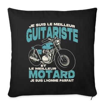 Le meilleur guitariste et le meilleur motard - Housse de coussin décorative 45 x 45 cm - noir - Devant