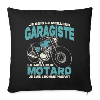 Le meilleur garagiste et le meilleur motard - Housse de coussin décorative 45 x 45 cm - noir - Devant