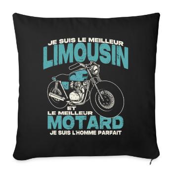 Le meilleur limousin et le meilleur motard - Housse de coussin décorative 45 x 45 cm - noir - Devant