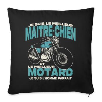 Le meilleur maitre-chien et le meilleur motard - Housse de coussin décorative 45 x 45 cm - noir - Devant