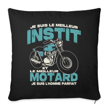 Le meilleur instit et le meilleur motard - Housse de coussin décorative 45 x 45 cm - noir - Devant