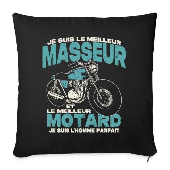 Le meilleur masseur et le meilleur motard - Housse de coussin décorative 45 x 45 cm - noir - Devant