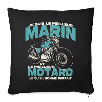 Le meilleur marin et le meilleur motard - Housse de coussin décorative 45 x 45 cm - noir - Devant