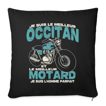 Le meilleur occitan et le meilleur motard - Housse de coussin décorative 45 x 45 cm - noir - Devant