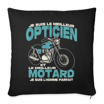 Le meilleur opticien et le meilleur motard - Housse de coussin décorative 45 x 45 cm - noir - Devant