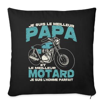Le meilleur papa et le meilleur motard - Housse de coussin décorative 45 x 45 cm - noir - Devant