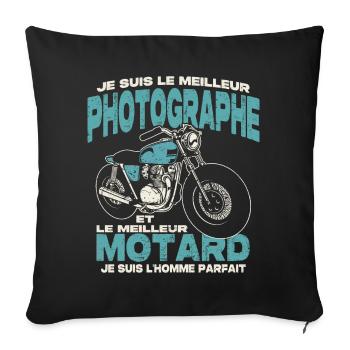 Le meilleur photographe et le meilleur motard - Housse de coussin décorative 45 x 45 cm - noir - Devant
