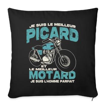 Le meilleur picard et le meilleur motard - Housse de coussin décorative 45 x 45 cm - noir - Devant