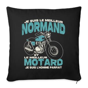Le meilleur normand et le meilleur motard - Housse de coussin décorative 45 x 45 cm - noir - Devant
