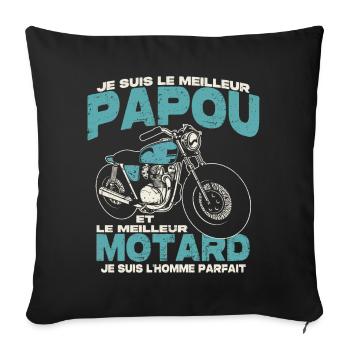 Le meilleur papou et le meilleur motard - Housse de coussin décorative 45 x 45 cm - noir - Devant