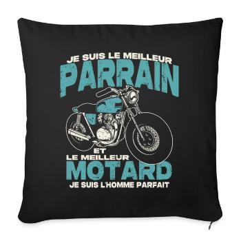 Le meilleur parrain et le meilleur motard - Housse de coussin décorative 45 x 45 cm - noir - Devant