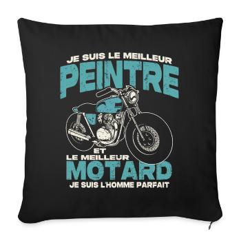 Le meilleur peintre et le meilleur motard - Housse de coussin décorative 45 x 45 cm - noir - Devant