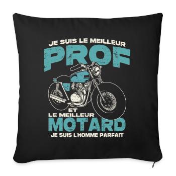 Le meilleur prof et le meilleur motard - Housse de coussin décorative 45 x 45 cm - noir - Devant