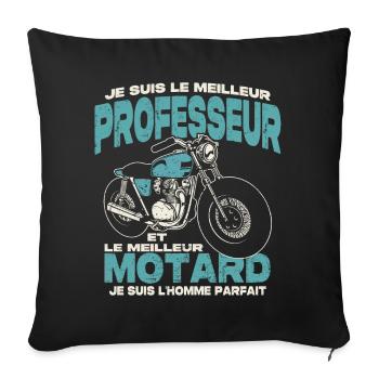 Le meilleur professeur et le meilleur motard - Housse de coussin décorative 45 x 45 cm - noir - Devant
