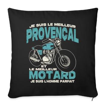 Le meilleur provençal et le meilleur motard - Housse de coussin décorative 45 x 45 cm - noir - Devant