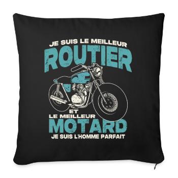 Le meilleur routier et le meilleur motard - Housse de coussin décorative 45 x 45 cm - noir - Devant