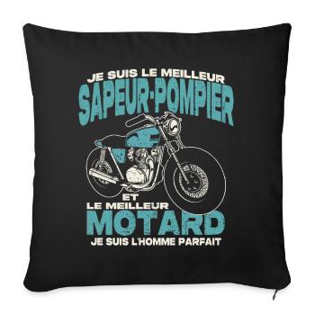 Le meilleur sapeur-pompier et le meilleur motard - Housse de coussin décorative 45 x 45 cm - noir - Devant