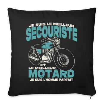 Le meilleur secouriste et le meilleur motard - Housse de coussin décorative 45 x 45 cm - noir - Devant