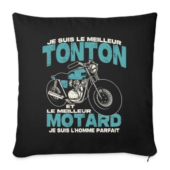 Le meilleur tonton et le meilleur motard - Housse de coussin décorative 45 x 45 cm - noir - Devant