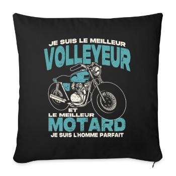 Le meilleur volleyeur et le meilleur motard - Housse de coussin décorative 45 x 45 cm - noir - Devant