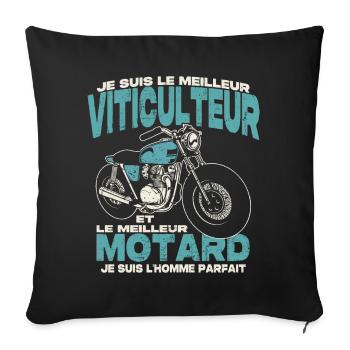 Le meilleur viticulteur et le meilleur motard - Housse de coussin décorative 45 x 45 cm - noir - Devant