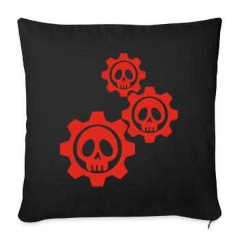 Skulls and red gears - Sofa pillowcase 17,3'' x 17,3'' (45 x 45 cm) - black - Front