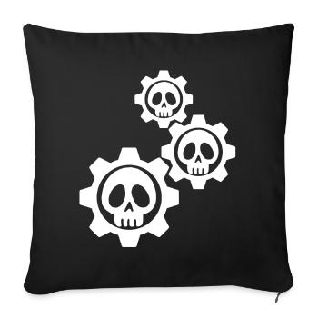 White skulls and gears - Sofa pillowcase 17,3'' x 17,3'' (45 x 45 cm) - black - Front
