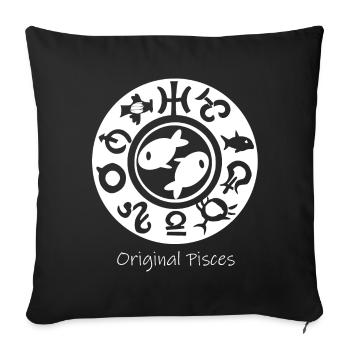 Signe du zodiaque Poissons 003 blanc - Housse de coussin décorative 45 x 45 cm - noir - Devant