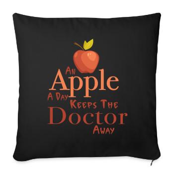 Une pomme par jour éloigne le médecin - Housse de coussin décorative 45 x 45 cm - noir - Devant